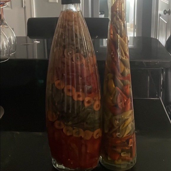 Hobby Lobby Accents Decorative Olive And Pepper Glass Bottles